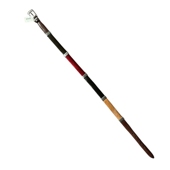 Brighton Haircalf Leather Belt Multicolor Brown Red Black Silver Buckle Size 30 main image 6